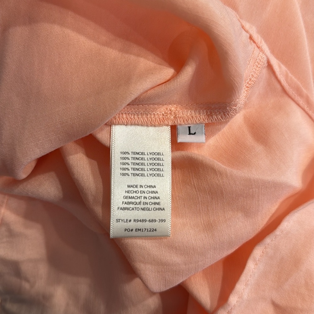 Cloth & Stone Anthropologie Peach Flutter Sleeve Button Front Blouse - Picture 8 of 9